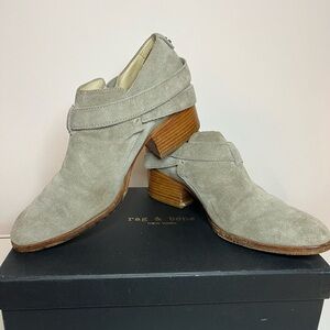 Rag & Bone Light Gray Harley Suede Heeled Boots. Color “Cemento”
